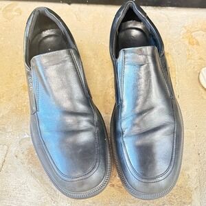 ECCO Shock Point Comfort Slip On Black Leather Loafers Mens EU 46 US 12 Walking